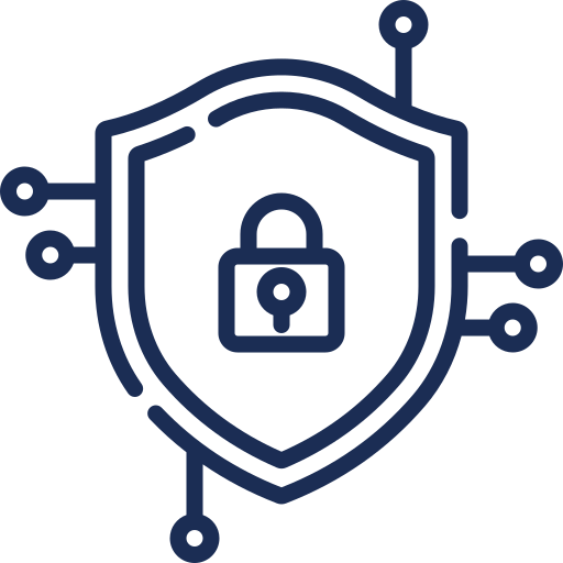 Aman Solutions For Cyber Security, data protection blue icon